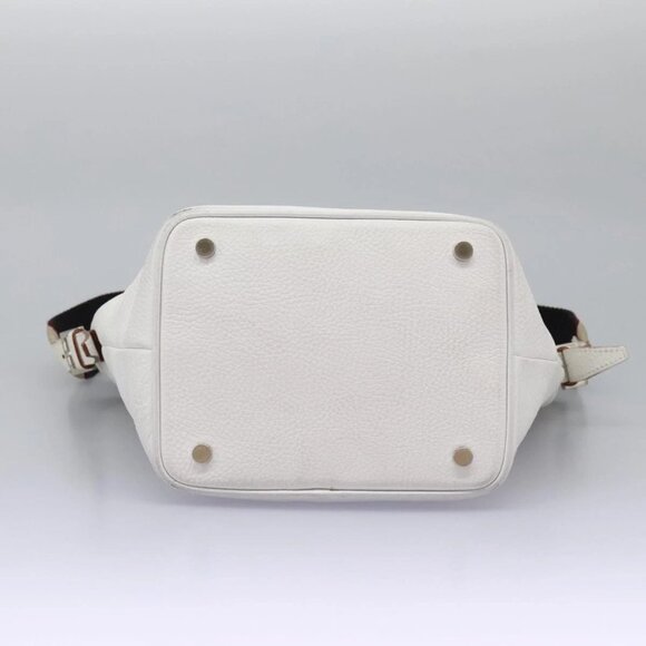 BURBERRY Shoulder Bag Leather White Silver Auth BA2015